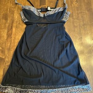 Vintage Fredericks Of Hollywood Animal Print‎ Lingerie Y2K Womens M Black Sexy